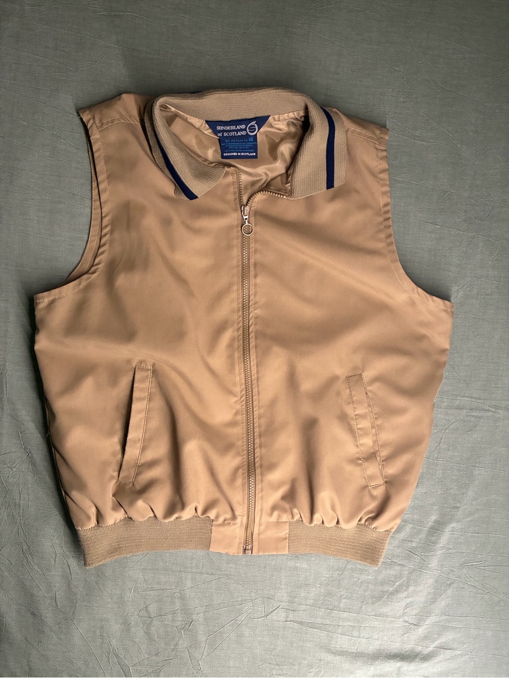 Sunderland of Scotland Golf Vest Men’s XL Tan Full Zip